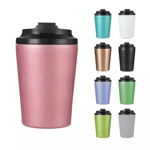 12 on￧as de vinhos Tumblers port￡teis mini canecas de caf￩ a￧o inoxid￡vel a￧o de parede dupla com isolamento de carro com palha de tampa para o logotipo personalizado DIY garrafa de ￡gua traval rra905