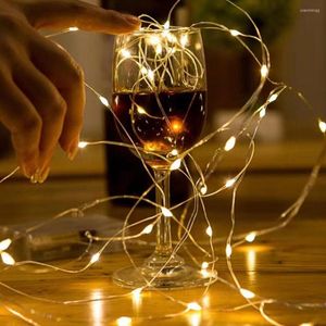 Strängar LED Copper Wire String Lights Outdoor Waterproof Garland Fairy Light 1M2M3M Batteri Jul för trädgårds semesterdekor