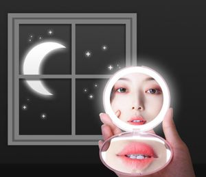 The latest 9X1.8CM lighted vanity mirror LED Makeup Mirror portable with lights 10x magnification many color choices support for customized logo