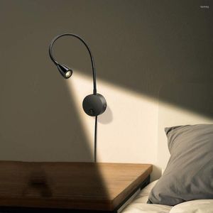 Lampa ścienna Odczyt Light 3W z europejskim przełącznikiem LED Black Silver na łóżko Biurko Bezseksu