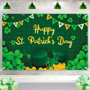 115x180 cm Stor St Patricks Day Bakgrund Bannerdekoration för Inomhus utomhus Yard skylt Bakgrund Party Favor Hemprydnad med fyra mässingshylsor