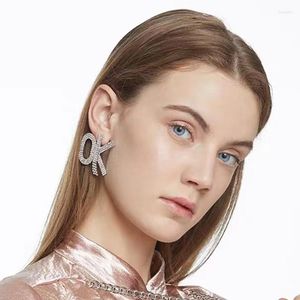 Stud Earrings 2023 Fashion Claw Chain Series Letters OK Metal Women's Jewelry Accessories Aretes De Mujer