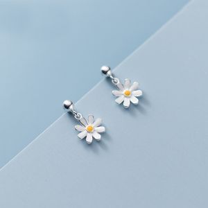 Stud MloveAcc Enamel Colors Sunflower Short Earrings for Kids Girl Daughter 925 Sterling Silver Daisy Flower Earring Fine Jewelry 230103