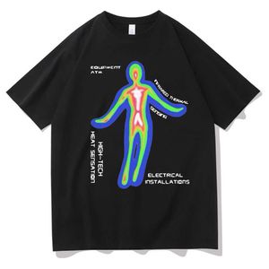 メンズTシャツスケルトンサーマルイメージングハラジュクグラフィックプリントTシャツメンズヒップホップティーメンズレディースコットンTシャツユニセックスファッションブラックTシャツT230103