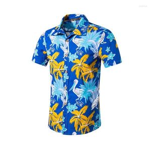 Men's Casual Shirts Mens Hawaiian Short Sleeve Tropical Palm Men Summer Camisa Masculina Fancy Beach Holiday Party Clothing