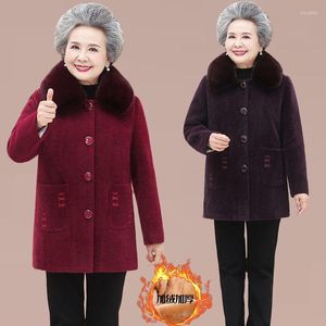 Women's Fur Middle Aged Elderly Mother Winter Imitation Mink Cashmere Plush Clothes Women Cotton-Padded Coat Warm Grandma's Parkas