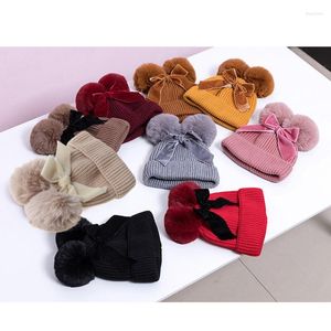 Chapéus coisas de bebê pompom chapéu de malha de inverno garotas meninas quentes chapas mais grossas crianças infantil gorro infantil