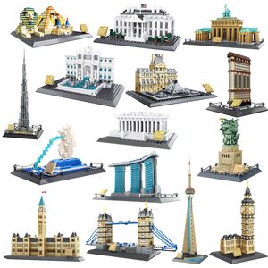 Kit di blocchi di costruzione di modelli fai-da-te Edifici di architettura del mondo famoso Modelli Ornamenti Puzzle Mattoni Bambini Intelligenza Apprendimento Giocattoli educativi