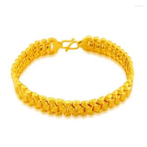 Link Bracelets Fashion All-match Watch Chain Yellow Gold Filled Mens Bracelet Gift