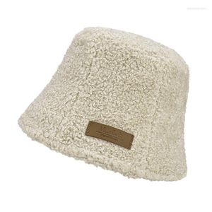 ベレーツバケツ帽子女性冬の暖かいラムズウールキャップ