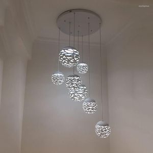 Kolye lambaları Nordic Minimalist Ferforje Demir Tasarım Villa Merdiven Giyim Mağazası Oturma Odası Yemek Bar Sanat Avize