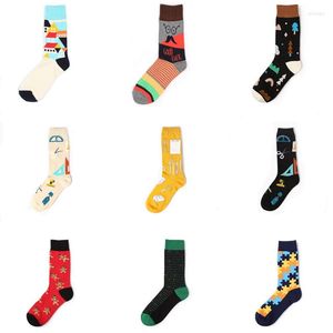 Men's Socks High Quality Men Musical Note Beer Printed Cotton Hip Hop Long Happy Funny Sox Harajuku Designer Calcetines Meias Male