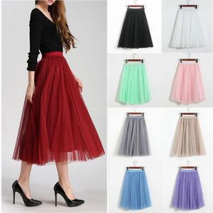 Skirts Women's Adult High Wais Party Costume Princess Ballet Tulle Tutu Dance Prom Skirt Wedding Elastic Pettiskirt Black White