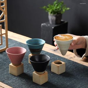 Koppar tefat 1st kreativa retro keramiska kaffekoppar grov keramik te japansk latte pull blommor porslin hushåll mugg