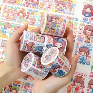 Gift Wrap Lovely Cartoon Girl Special Oil Washi Tapes School Supplies Masking Tape Adhesive Diy Scrapbooking Decer Sticker