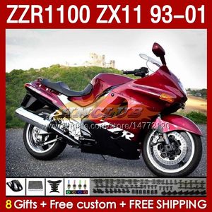 Bodys Kit For KAWASAKI NINJA ZX-11 R ZZR1100 ZX-11R ZZR 1100 CC ZX11 ZX 11 R 11R 165No.25 red wine blk ZX11R 93 94 95 96 01 ZZR-1100 1997 1998 1999 2000 2001 OEM Full Fairing