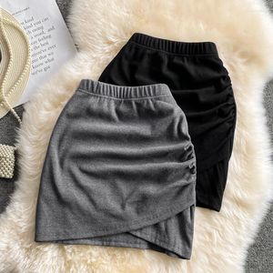 Skirts Summer Women Mini Irregular Folds Elastic Waist Slim Fit Sexy Thin Fashion Elegant Office Lady High Street Tight Skirt