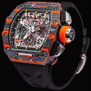 Mens Watches Mechanical Watch Chronograph Wristwatch Rubber Strap Luminous Dial Wristwatches Waterproof Folding Buckle Driving Fas268V
