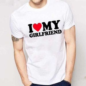 Men's T-Shirts Valentine's Day Gift Fashion Men Funny Tee I Love My Girlfriend Harajuku T Shirts Male Short Sleeve Boyfriend Streetwear Clothes T230103