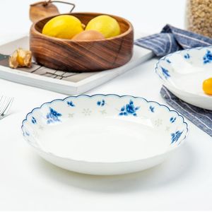 Płytki 1PCS w stylu chiński niebiesko -biały porcelanowy papierowy papierowy talerz retro jednorazowe naczynie ślubne