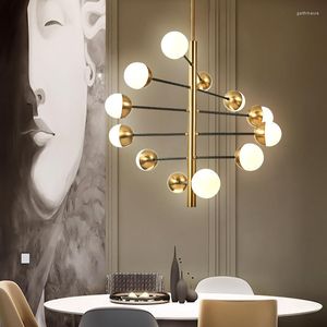 Chandeliers Nordic Creative Simple Molecular Light Golden Magic Bean Postmodern Personality Home Dining Room Living Chandelier