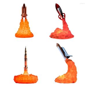 مصابيح الطاولة 3D Print Space Shuttle Lamp LED Night Light USB الصواريخ القابلة لإعادة الشحن