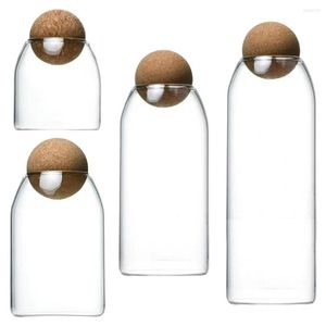 Storage Bottles Transparent Cork Glass Bottle Food Sealing Jar Nut Coffee Bean Lead-Free