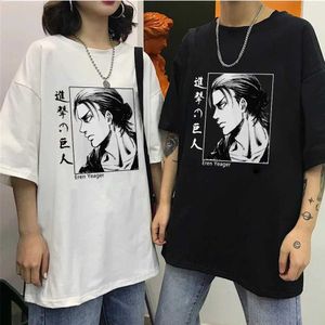 Camisetas masculinas Ataque japonês de anime na camiseta de titan masculino shingeki no kyojin eren yeager t-shirt desenhos titãs ataques de tshirt gráfico masculino t230103