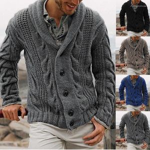 Męskie swetry 2023 jesienno-zimowa moda męska Casual jednorzędowy Polo dzianina Outdoor Sports Cardigan
