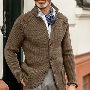 EBAIHUI Cardigan da uomo Maschile Solido Manica lunga Primavera Autunno Uomo Abbigliamento Maglione Cappotti Allentato Casual Stand Collo Uomo Maglioni lavorati a maglia