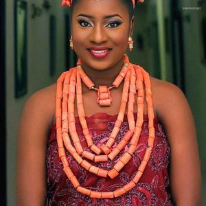 Necklace Earrings Set Dudo Jewelry Design African Jewellery Nature Coral Beads 5 Layers Edo Bridal 2023
