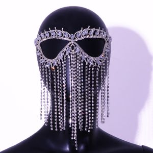 Festliche, vielseitige übertreibende Tassel -Augenmaske sexy super glänzende Halloween Masquerade Party Maske Frauen Accessoires