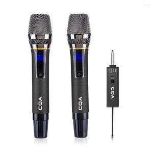 Microfones Microfone sem fio 2 canais UHF Profissional Handheld Mic Micphone para Party Karaoke Church Show Reunião de 50 metros de distância