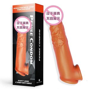 Extensiones Cubierta de pene simulada de 7 cm alargada y engrosada para adultos con dientes de lobo para hombres para usar productos sexuales 5M8Z