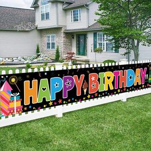 Dekoracja imprezowa Fengrise Happy Birthday Banner Kids Boys Girl Baby Shower Bunting Garland Banery Flagi