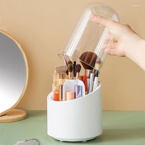 Storage Boxes 360° Rotating Makeup Brush Organizer Cosmetic Box Lipstick Eyebrow Pencil Holder Dustproof