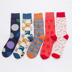 Erkek Çoraplar 1PAIR RENK CREW Pamuk Mutlu Erkekler/Kadınlar İngiliz Tarzı Sıradan Harajuku Tasarımcı Marka Moda Yenilik Sanatı Çift Komik