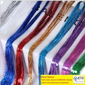 Färgglad Metallic Glitter Tinsel Laser Fiber Wig Extension Accessories Hairpiece Clip in Cosplay Wig Party Event Festive Props