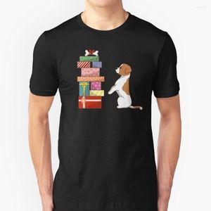 メンズTシャツ面白いジャックラッセルテリアボーンギフトクリスマスシャツラウンドカラー半袖Tシャツ