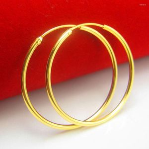 Hoop Earrings 4cm Large Circle Sexy Yellow Gold Filled Smooth Plain Round Womens Fashion Gift