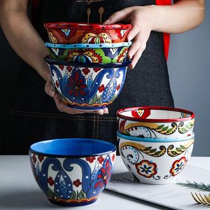 Bowls Bohemian Hand-painted Ceramic Tableware Rice Bowl Turkey Art Fruit Salad Home Breakfast Cereal Dessert Noodle