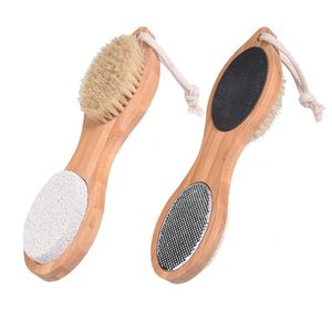 Ayak fırçası pomza taş rasp dosyası pul pul dökülme taş bambu sap pedikür aracı 4