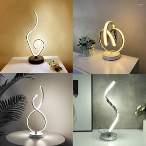 Table Lamps Modern LED Spiral Lamp Desk Bedside Acrylic Iron Curved Light For Living Room Bedroom Decoration Reading Eye Protection