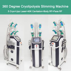 360 ° Cryoterapi Fat Freezing Lipolaser Slimming Machine 40K Cavitation Viktminskning Anti Cellulit Lymf Drainage RF Wrinkle Borttagning Salongutrustning