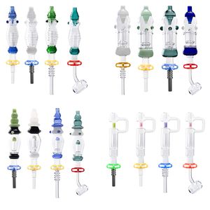 Chinafairprice Colorful Smoking Pipe Glass Water Bong About 8.34 Inches OD 32mm Tube 14mm Quartz Ceramic Metal Nails Clip Dab Rig Bubbler