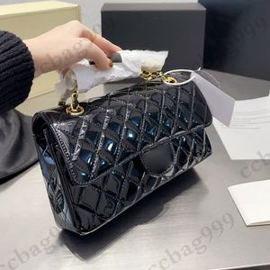 Górna Patent Patent Skórzane designerskie torby na podwójne klapy Vintage złoty srebrny sprzęt Klasyczny diamentowy pikowany łańcuch crossbody multi kieszenie Hanbbags 25 cm