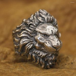 Cluster Rings Linsion 925 Sterling Silver Angry Lion Ring Mens Punk TA383 US Size 7-16