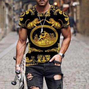 Męskie koszulki Summer Luksusowy barokowy styl 3D MĘŻCZYZN MĘŻCZYZN Kobiety T-shirty Wysokiej jakości poliestrowe o krótkim rękawie luźne topy duże koszule t230103