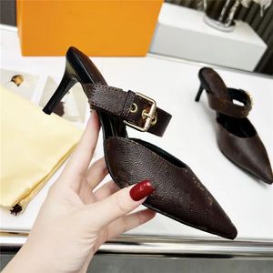 Summer Popular Women Sandals Louiseity 2023 Luxury Brand Business Dress Wedding Party Leather High Heels Casual Flat Slippers Viutonity 04-01