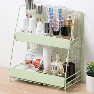 Lagerung Boxen Desktop Doppel Schicht Regal Eisen Rack Make-Up Organizer Bücher Kleinigkeiten Regale Halter Küche Gewürz Bad